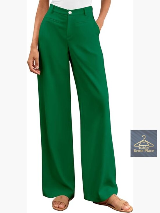 Pants - High Waisted Wide Leg Trousers Dressy Pants Pockets Business Casual Work Slacks
